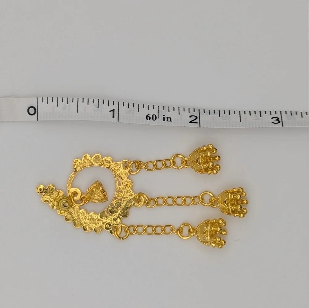Indian Gold Dangle Earrings Bollywood Pakistani Bridal Saree Lehenga - Picture 4 of 5